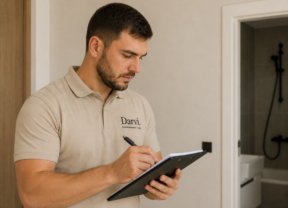 Darvi technician fixing a kitchen faucet